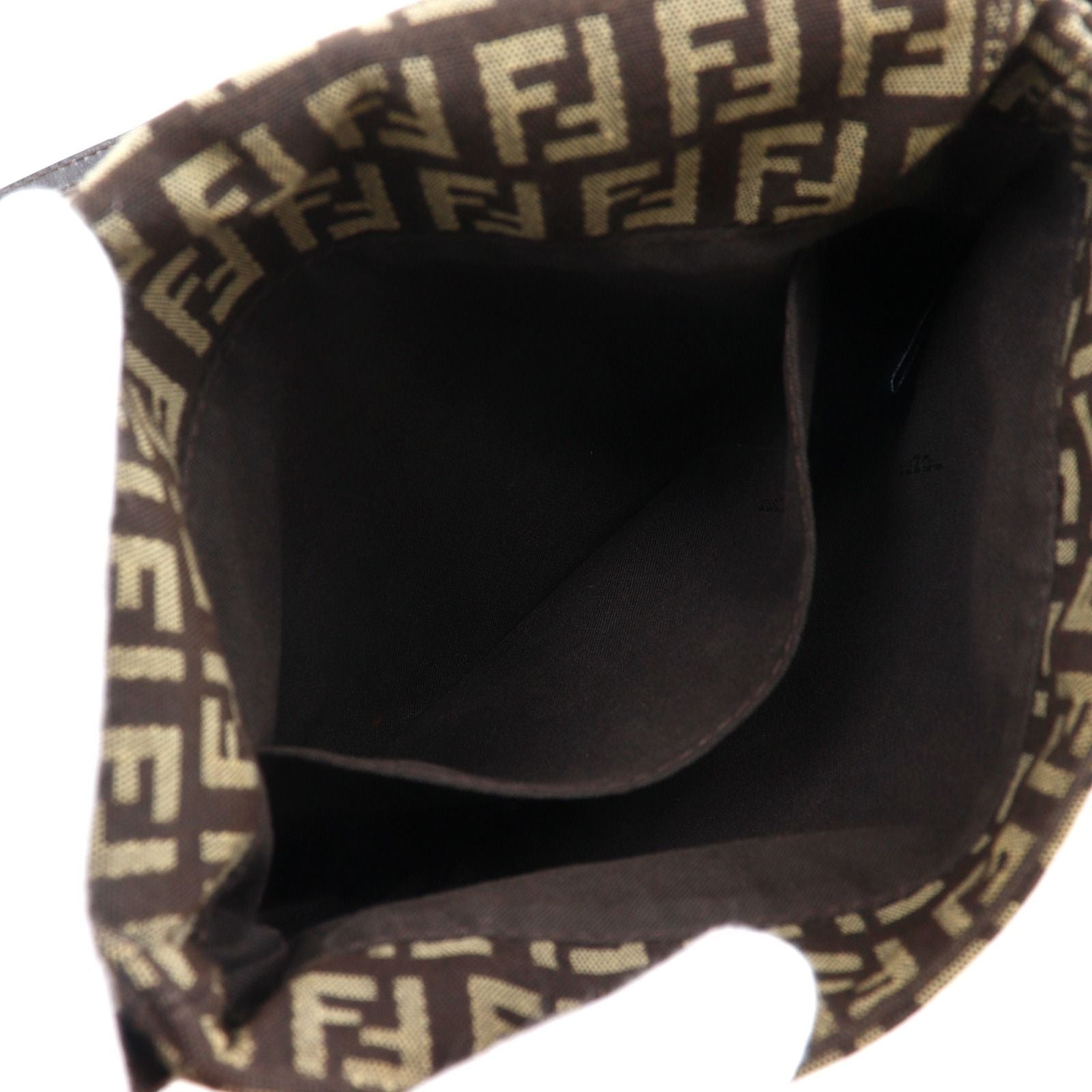 Fendi Zucchino Canvas Brown Shoulder Bag — view 6