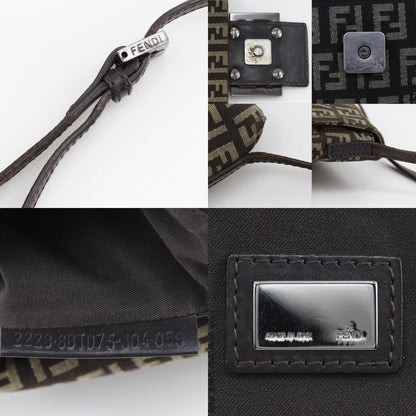 Fendi Zucchino Canvas Brown Shoulder Bag — view 9