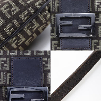 Fendi Zucchino Canvas Brown Shoulder Bag — view 8