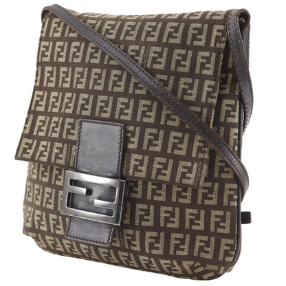 Fendi Zucchino Canvas Brown Shoulder Bag — view 2