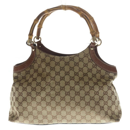 Gucci Bamb GG Canvas Tote Brown Beige Leather Gold