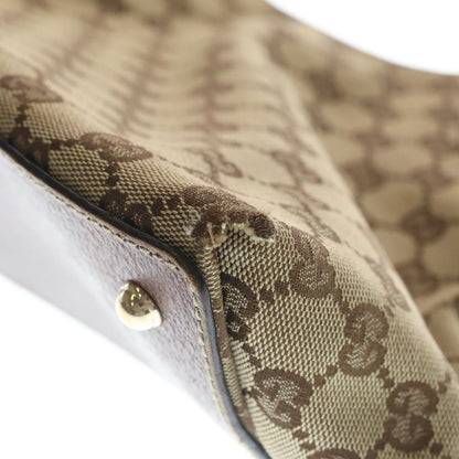 Gucci Bamb GG Canvas Tote Brown Beige Leather Gold — view 5