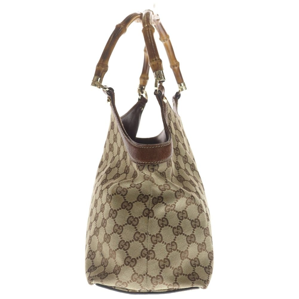 Gucci Bamb GG Canvas Tote Brown Beige Leather Gold — view 3