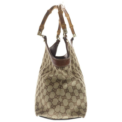 Gucci Bamb GG Canvas Tote Brown Beige Leather Gold — view 3