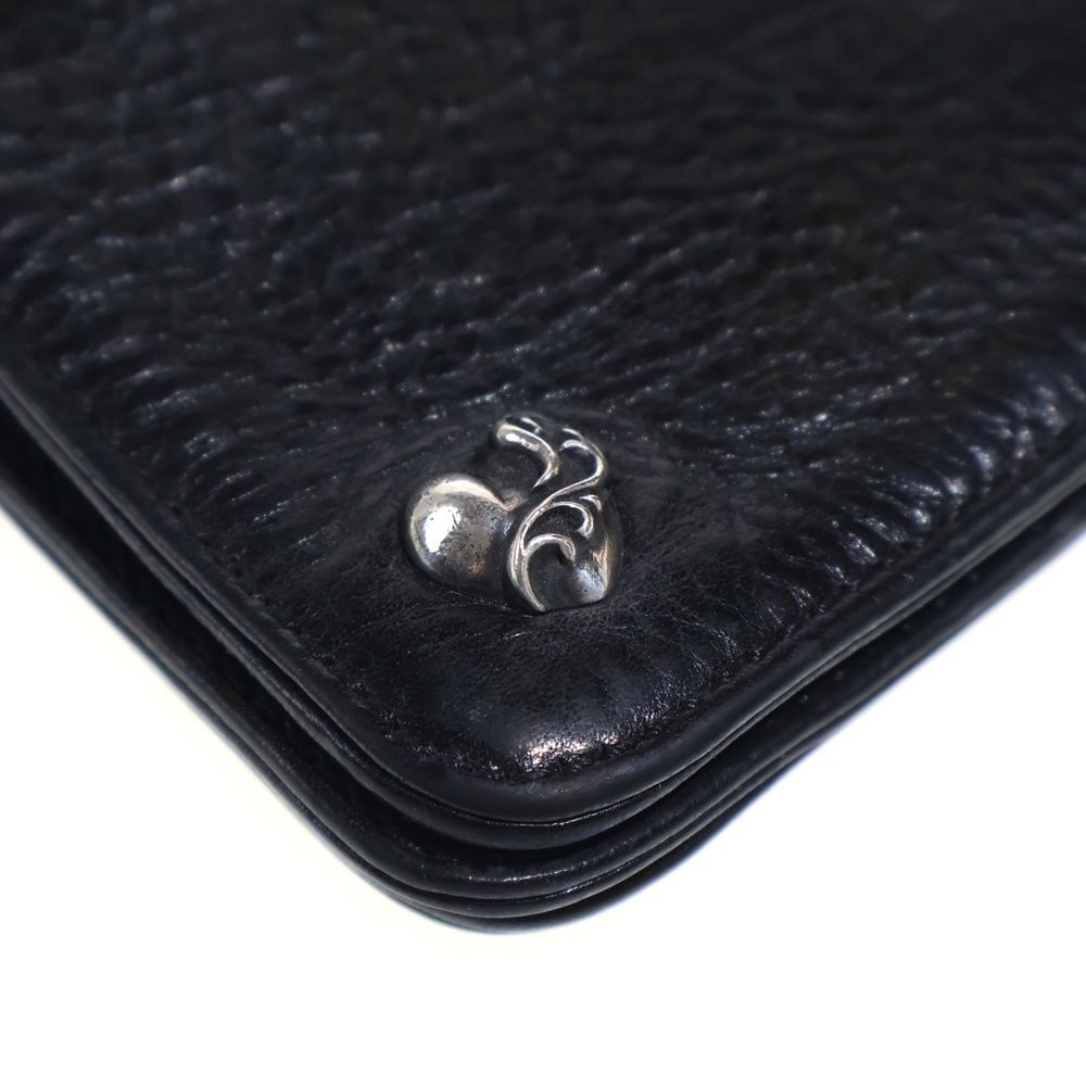 Chrome Hearts 1 Zip Heart Button Leather Wallet Black — view 4