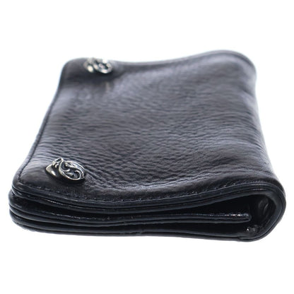 Chrome Hearts 1 Zip Heart Button Leather Wallet Black — view 3
