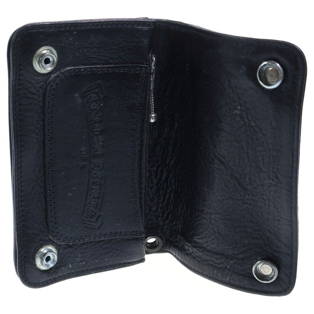 Chrome Hearts 1 Zip Heart Button Leather Wallet Black — view 6
