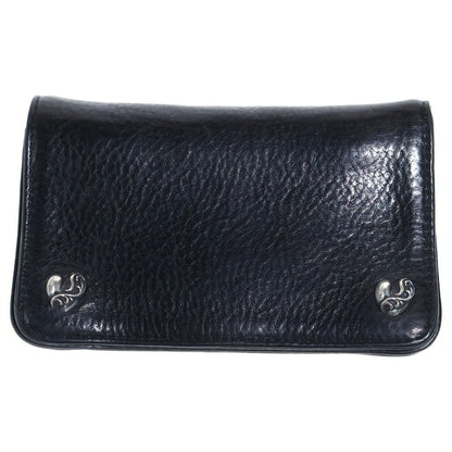 Chrome Hearts 1 Zip Heart Button Leather Wallet Black