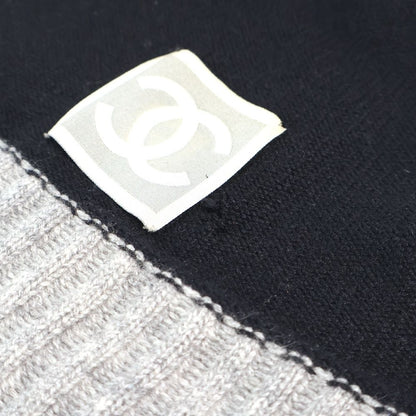 Chanel CC Logo Knit Hat Beanie Gray Black — view 5