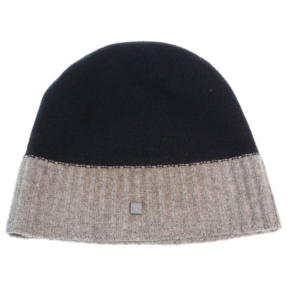 Chanel CC Logo Knit Hat Beanie Gray Black — view 2
