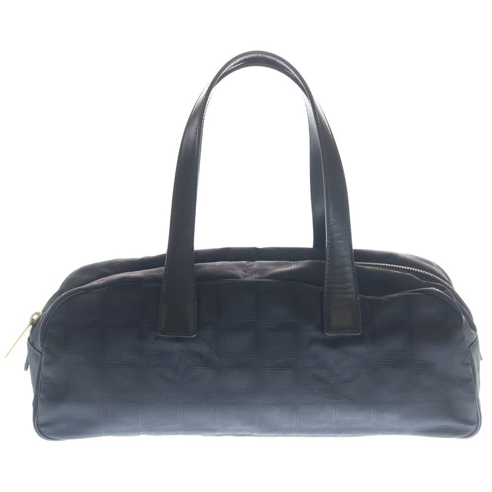 Chanel New Travel Line CC Logo Nylon Leather Hand Mini Boston Bag Black