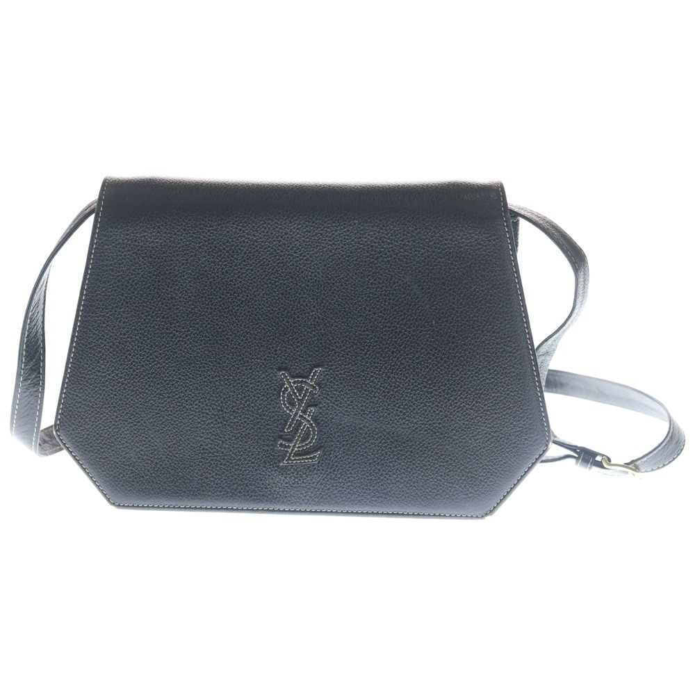 Saint Laurent Yves Cassandra Logo Leather Shoulder Bag Gold Black
