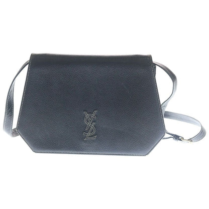 Saint Laurent Yves Cassandra Logo Leather Shoulder Bag Gold Black
