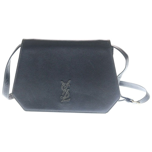 Saint Laurent Yves Cassandra Logo Leather Shoulder Bag Gold Black