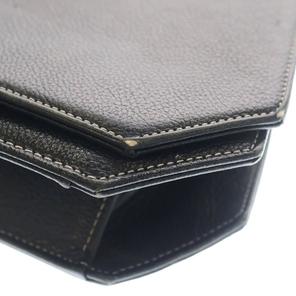 Saint Laurent Yves Cassandra Logo Leather Shoulder Bag Gold Black — view 6