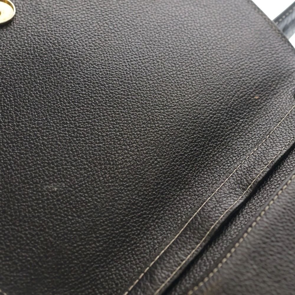 Saint Laurent Yves Cassandra Logo Leather Shoulder Bag Gold Black — view 5