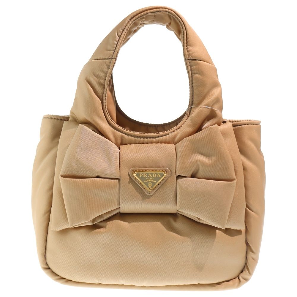 Prada Tessuto Ribbon Paddette Mini Handbag Beige