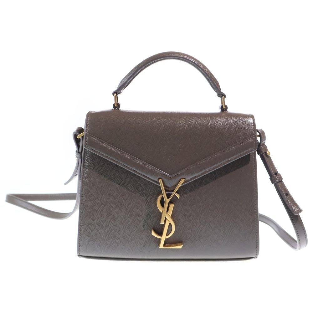 Saint Laurent Yves Cassandra Leather Mini Shoulder Bag Gray