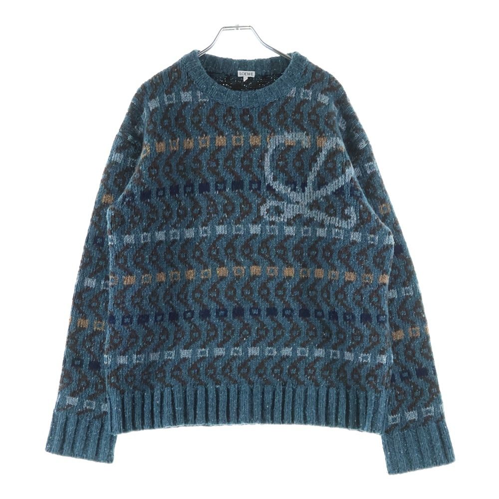 Loewe Geometric Crew Neck Sweater Blue