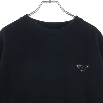 Prada Technical Cotton Triangle Plate Crew Neck Sweatshirt Black — view 3