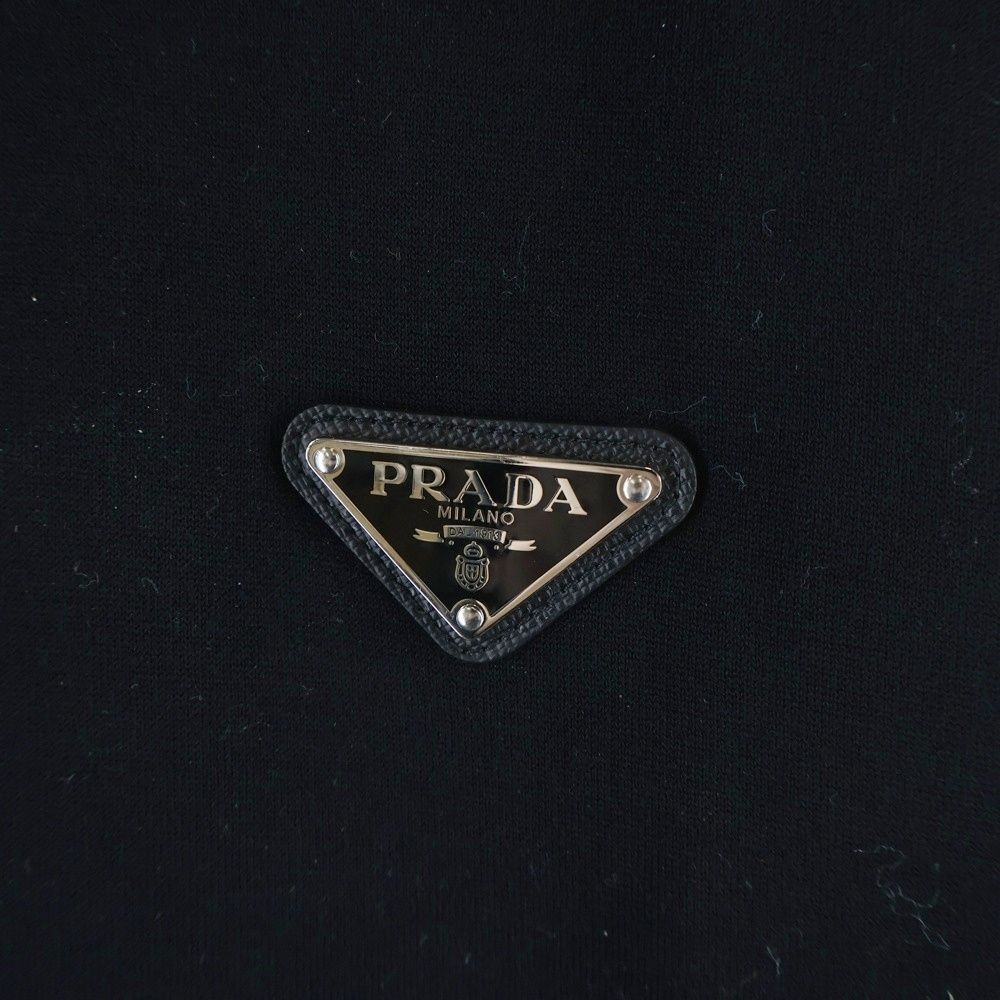 Prada Technical Cotton Triangle Plate Crew Neck Sweatshirt Black — view 5
