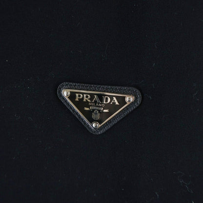 Prada Technical Cotton Triangle Plate Crew Neck Sweatshirt Black — view 5
