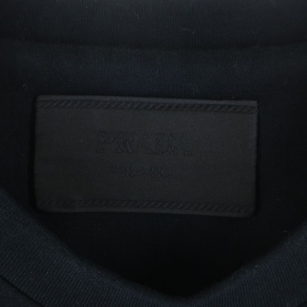 Prada Technical Cotton Triangle Plate Crew Neck Sweatshirt Black — view 6