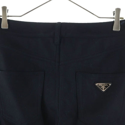 Prada Triangle Plate Wool Straight Pants Black — view 4