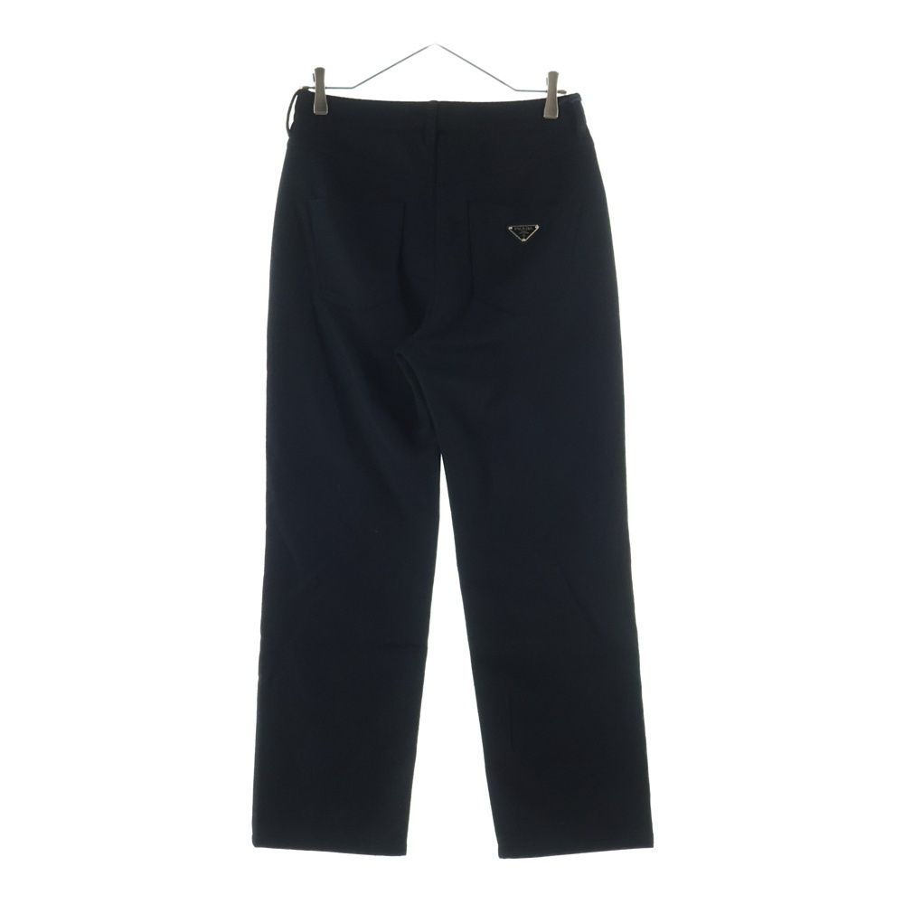 Prada Triangle Plate Wool Straight Pants Black — view 2