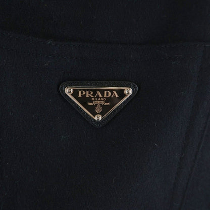 Prada Triangle Plate Wool Straight Pants Black — view 5