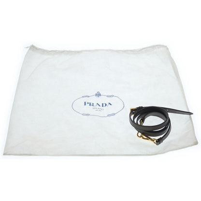 Prada Saffiano 2-Way Shoulder Bag Gray Beige Leather Gold — view 6