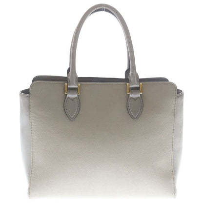 Prada Saffiano 2-Way Shoulder Bag Gray Beige Leather Gold — view 2