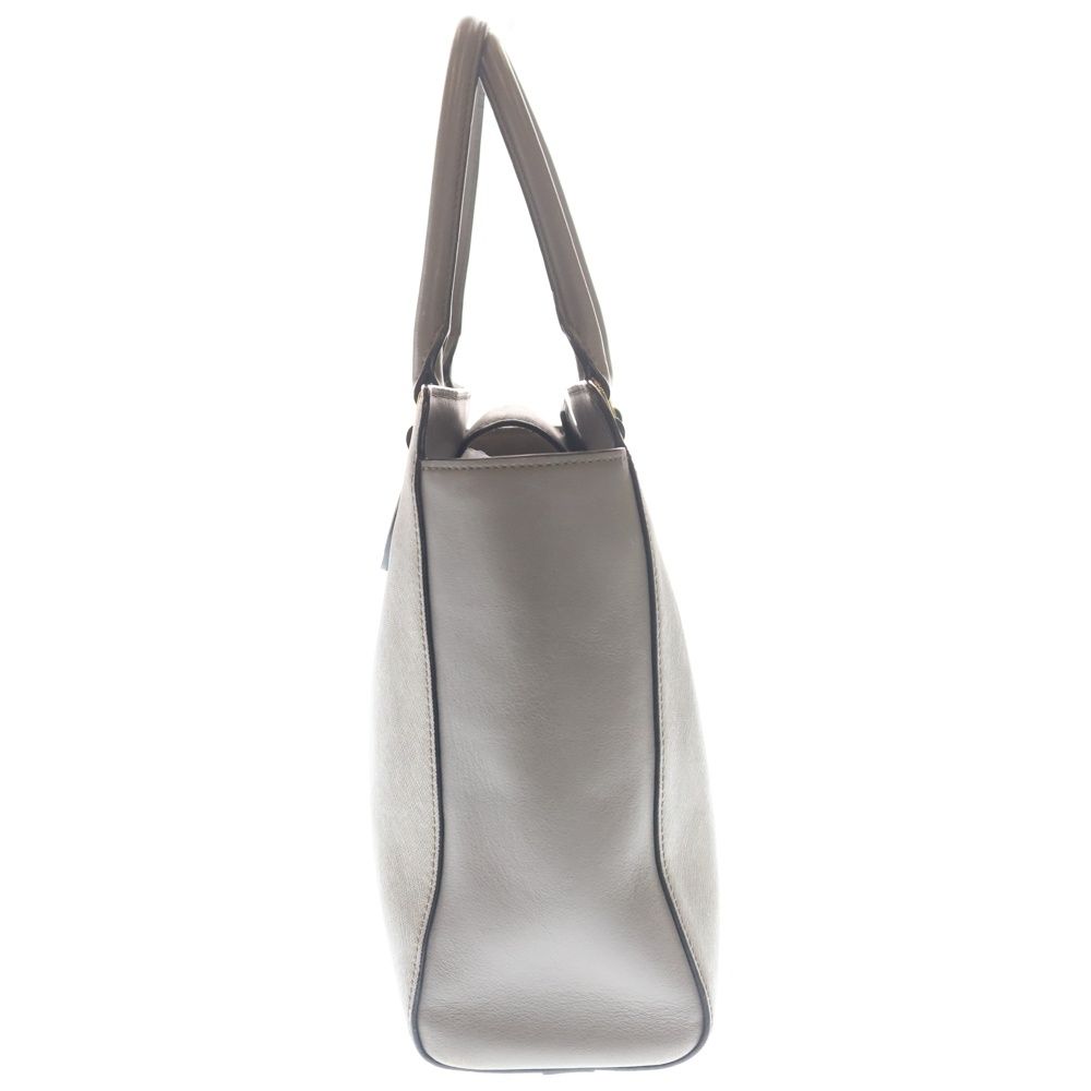 Prada Saffiano 2-Way Shoulder Bag Gray Beige Leather Gold — view 3