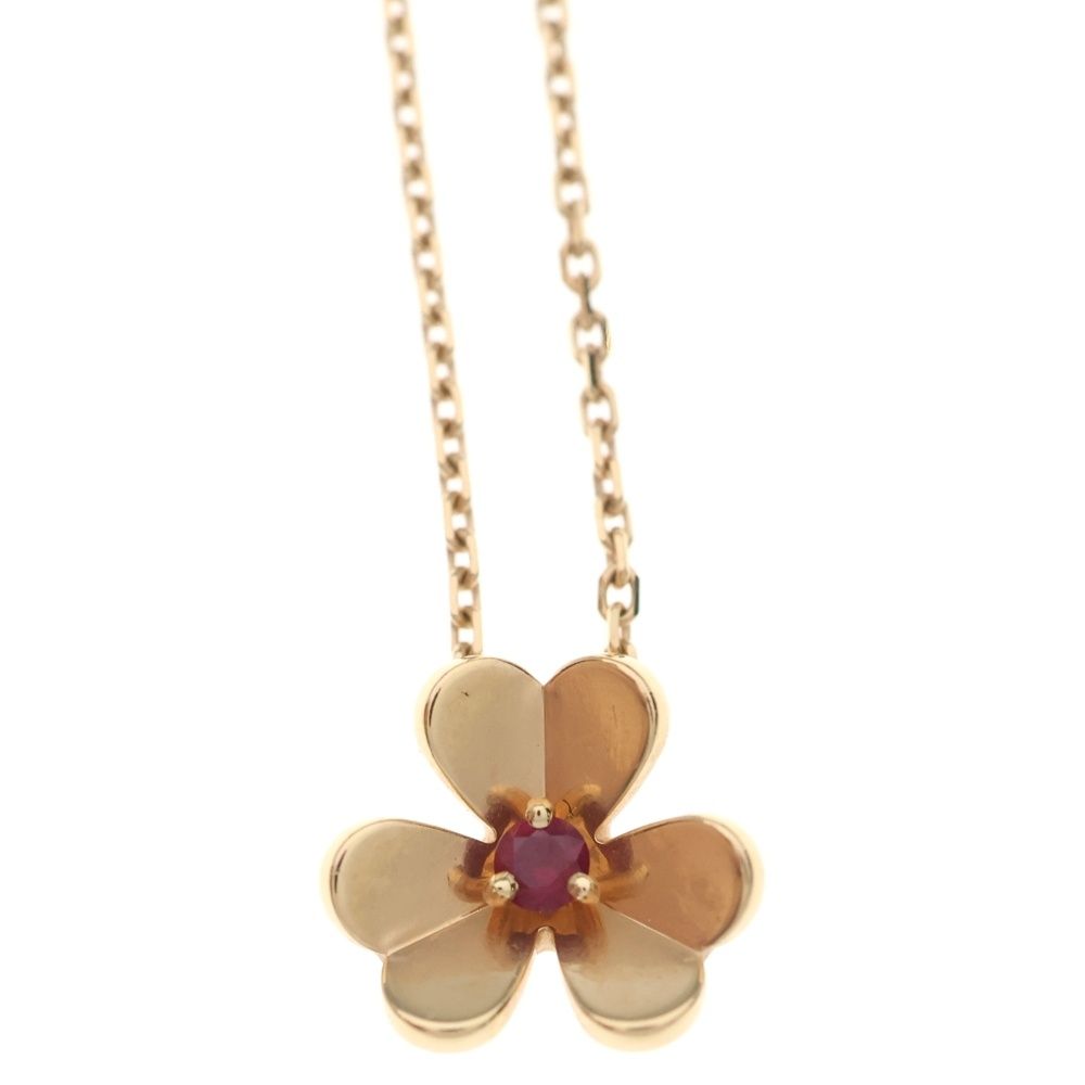 Van Cleef & Arpels Frivole Mini Ruby Chain Pendant Necklace Pink Gold — view 3
