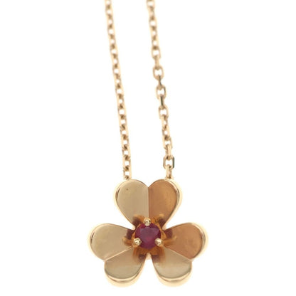 Van Cleef & Arpels Frivole Mini Ruby Chain Pendant Necklace Pink Gold — view 3