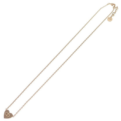 Dior CD Logo Line Stone Heart Necklace Pendant Chain Pink Gold — view 2