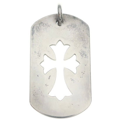 Chrome Hearts D Tag Lrg CO Crs Cutout Cross Dog Tag Large Pendant Top Silver