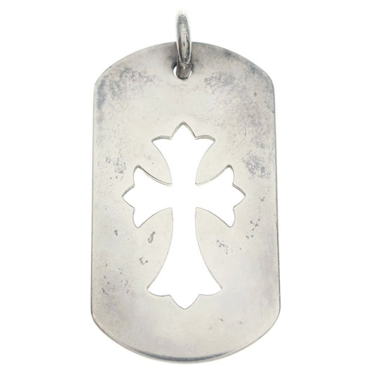 Chrome Hearts D Tag Lrg CO Crs Cutout Cross Dog Tag Large Pendant Top Silver