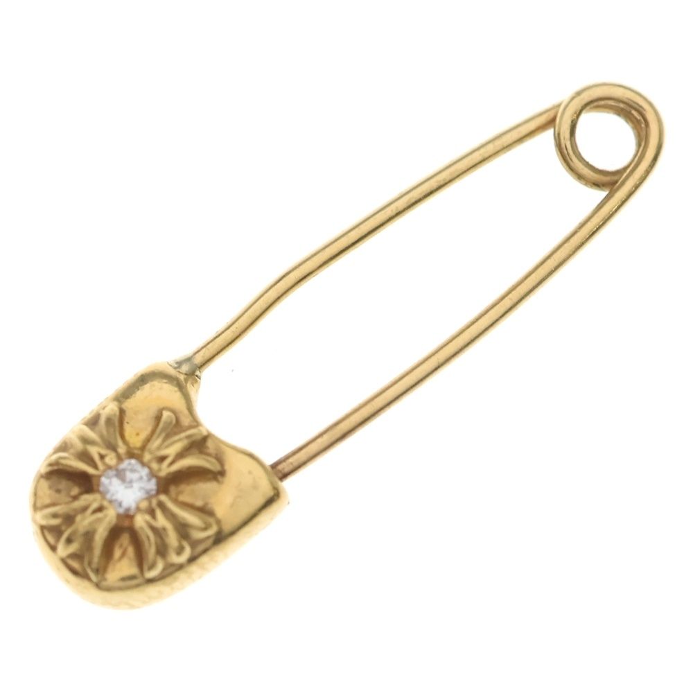 Chrome Hearts 22k Safety Pin S 22k Small Pin 1 Diamond Gold Necklace Top