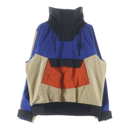 Loewe Embroidered Nylon Half Zip Mountain Hoodie Pullover Jacket Blue Orange
