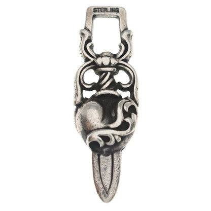 Chrome Hearts Dagger Heart Daga Pendant Top Silver