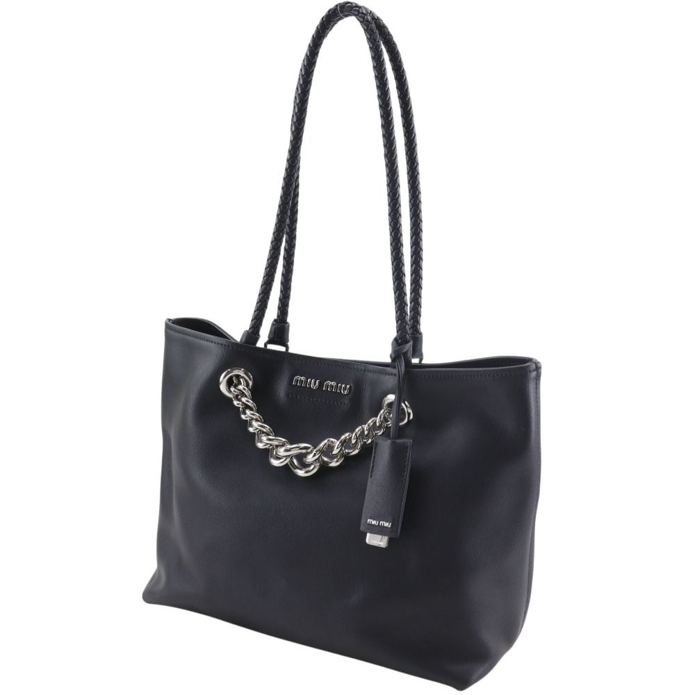 Miu Miu Chain Tote Calf Black — view 2