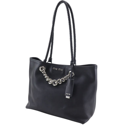 Miu Miu Chain Tote Calf Black — view 2