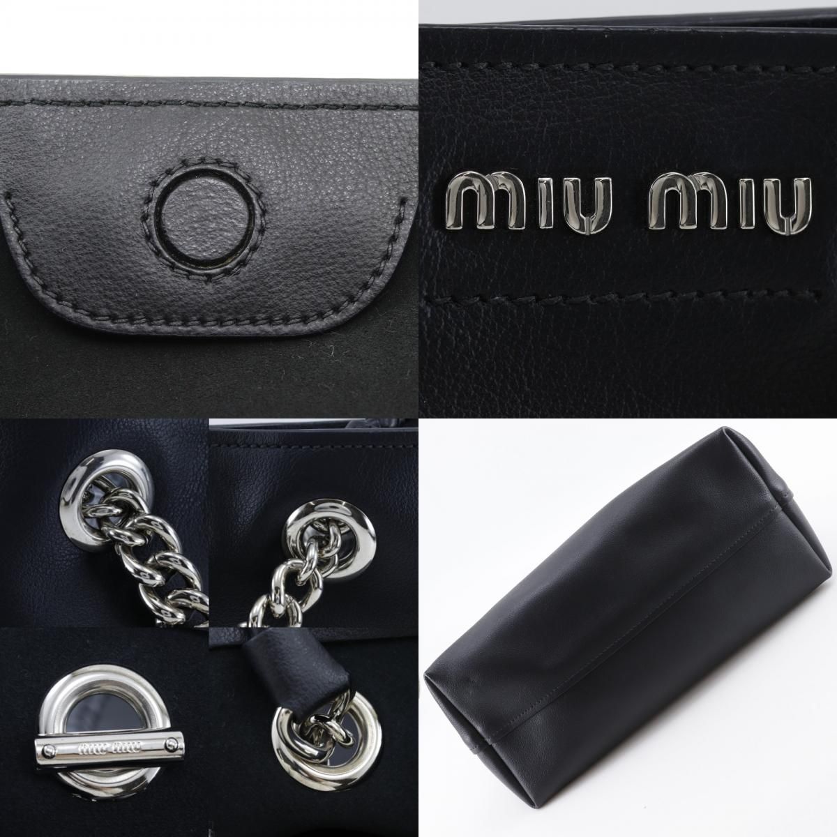 Miu Miu Chain Tote Calf Black — view 9