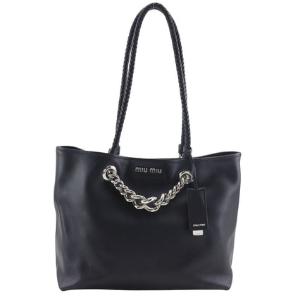 Miu Miu Chain Tote Calf Black