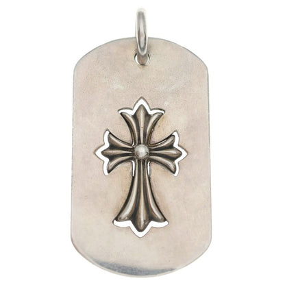Chrome Hearts D Tag Lrg Tny Crs Cutout Tiny CH Cross Large Dog Tag Necklace Top