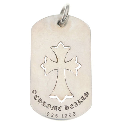 Chrome Hearts D Tag Lrg Tny Crs Cutout Tiny CH Cross Large Dog Tag Necklace Top — view 2