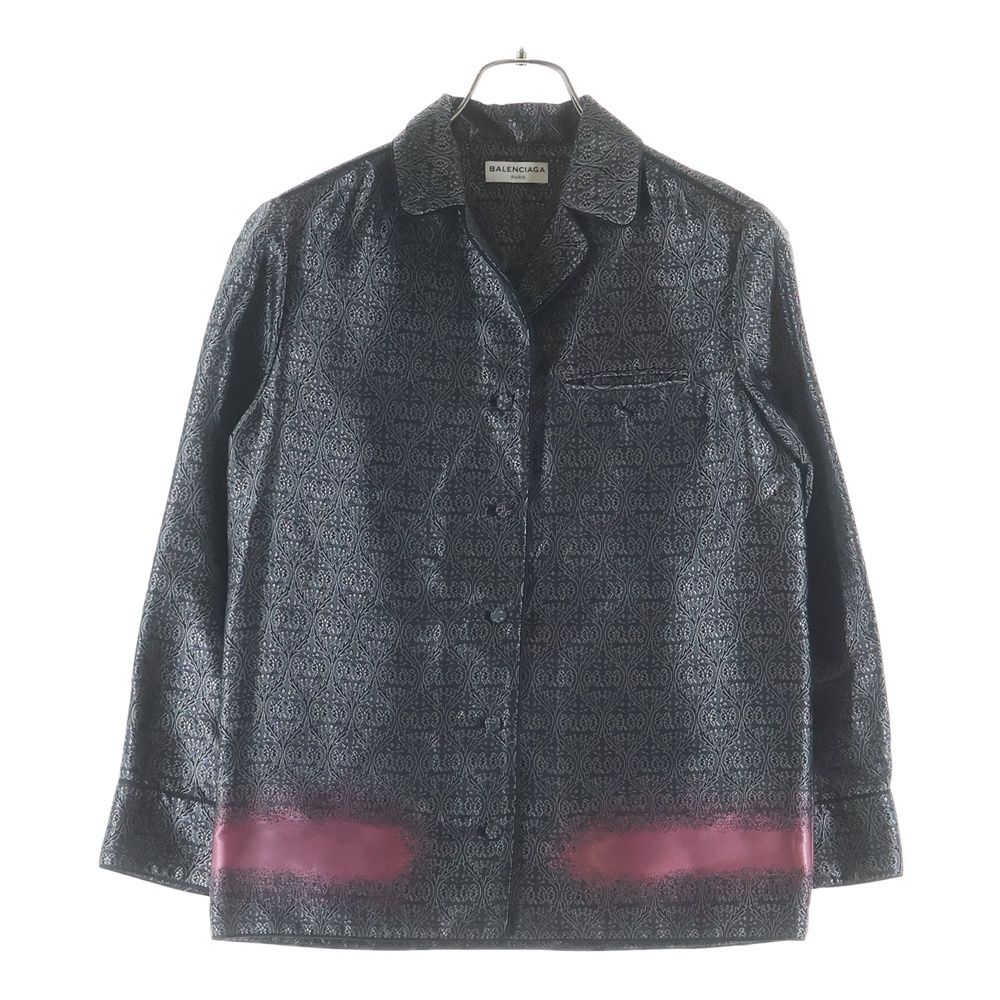 Balenciaga Nicola Era Paisley Long Sleeve Shirt Jacket Black