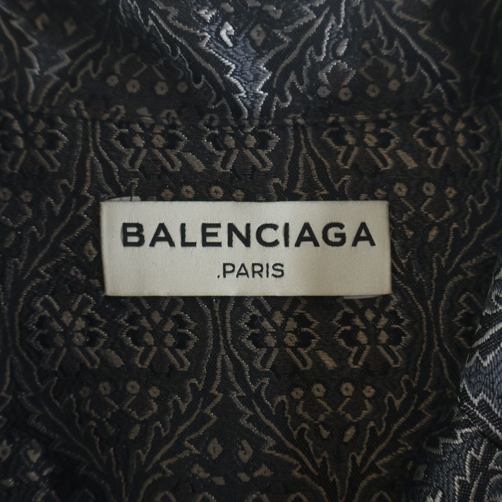 Balenciaga Nicola Era Paisley Long Sleeve Shirt Jacket Black — view 6