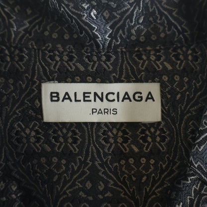 Balenciaga Nicola Era Paisley Long Sleeve Shirt Jacket Black — view 6